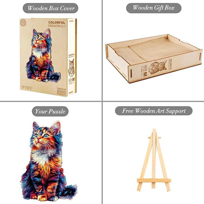 Wooden Puzzles for Adults, Wooden Jigsaw Puzzles for Adults Kids, Colorful Dragon-Li-1 Unique Shaped Wood Puzzles Adult, Creative Birthday Gifts for Friends Family Game (13.4 * 9.5in 190pcs)