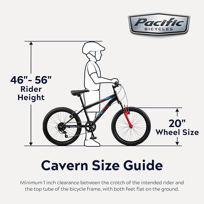 Cavern Mountain Bike for Youth or Adult Boys Girls, 7 or 21-Speed Twist Shifter Options, 20/24/26-Inch Wheels, 11 to 17.5-Inch Steel Frame, Front Suspension, Kickstand Included