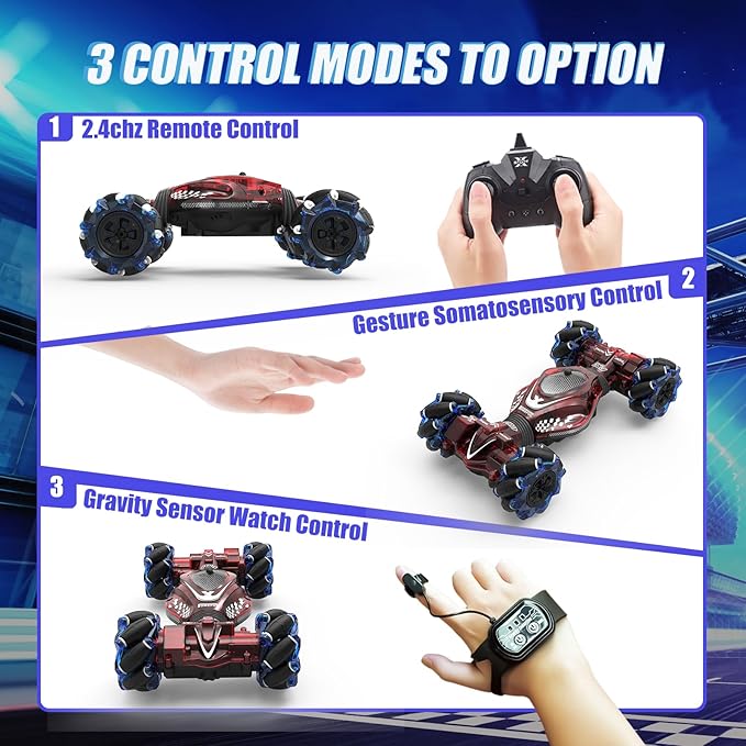 Remote Control Gesture Sensor Toy Cars Drift Twist Car 360° Rotate Off-Road Vehicle with Light Music for 6 7 8 9 10 11 12 Years Old Kids Birthday Xmas Gift