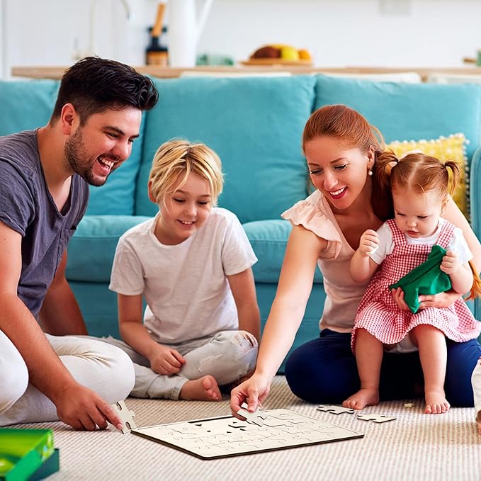 Deekin 30 Sheets Unfinished Wood Blank Puzzles Customizable Blank Wooden Pieces Freeform Things to Paint, Write and Draw On, Wooden Jigsaw Puzzles for Kids DIY Craft, 8.9 x 5.9 Inch