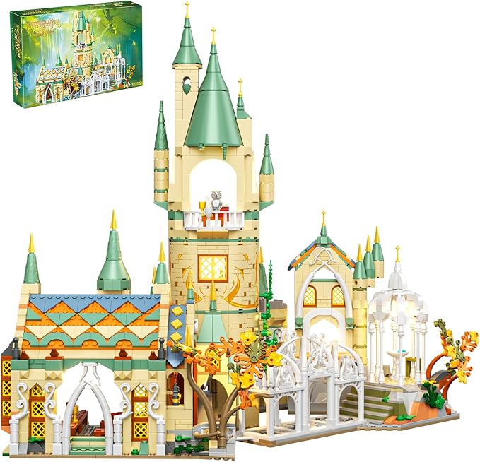 Magic Medieval Castle Architecture Building Block Sets with LED Lights Creative Ideals Gifts for 8+ Boys Girls Adults (1555PCS)