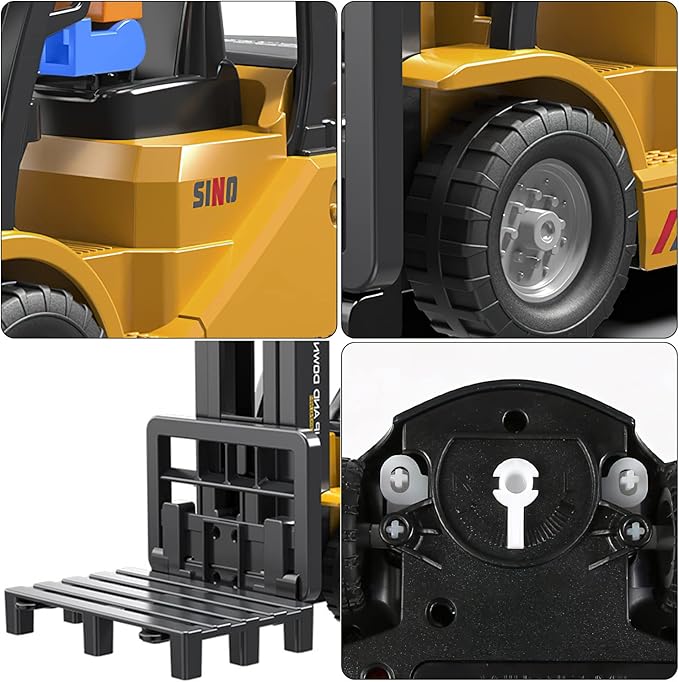 Remote Control Forklift 11 Channel Rc Forklift Cranes Construction Toys, w/Boxes/Sound and Light Spray, Two Rechargeable Batteries, Kids Forklift Toy Christmas & Birthday Gifts