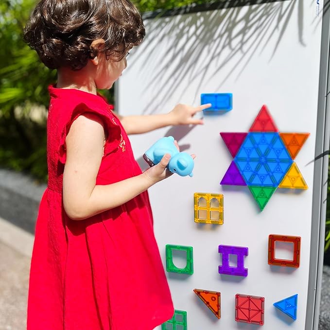 Bmag 130PCS Magnetic Tiles Building Blocks, Clear 3D Magnet Blocks Construction Playboards for Kids Christmas Toy Gift for Toddlers, Educational STEM Preschool Toys for Boys Girls 3 4 5 6 7 8 9+ years