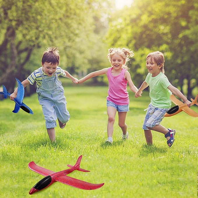 Upgrade 17.5" Large Throwing Plane, 2 Flight Mode Glider, Kids' Foam Airplane Gifts for 3-7 Year Olds, Outdoor Sport Toys Birthday Party Favors