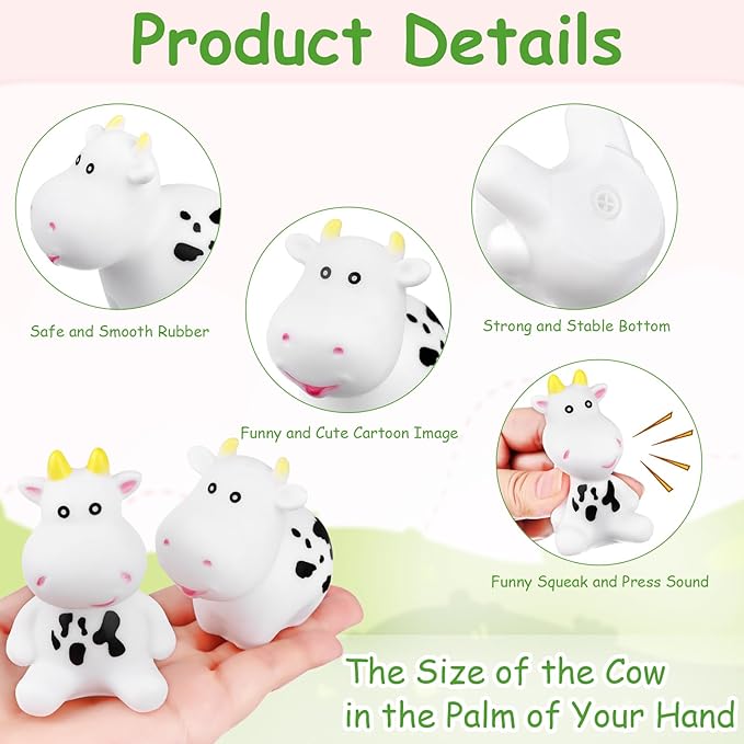 60 Pcs Cow Rubber Bath Toy Mini Rubber Cows Bulk Squeak Floating Water Cow Baby Bath Toy Fun Water Squirting Bathtime Play Farm Animal Bath Toys for Kids Baby Shower Swimming Pool Decor