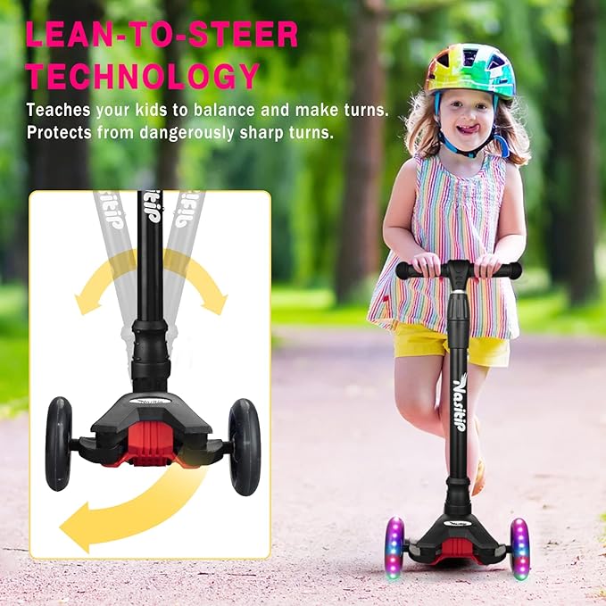 Scooters for Kids Age 3-5, Kick Scooter for Boys Girls Toddlers, 4 Adjustable Height, AEBC-9 Bearing, 3 Light Up Wheels, Outdoor Activities for Children from 3 to 12 Years Old