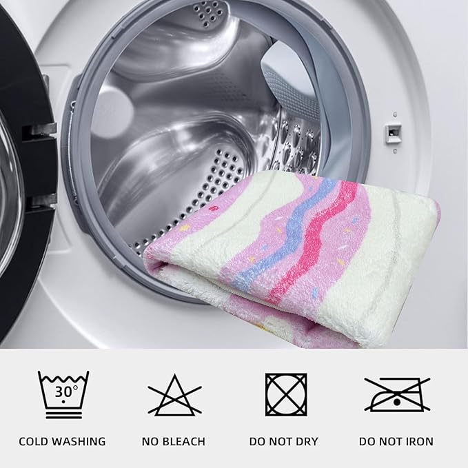 Kids Rug Pink Cake Bedroom Carpet for Girls 4Ft Round Rainbow Dessert Play Mat Circle Playroom Area Rug for Nursery Living Room Classroom Decor Washable Children Throw Rug