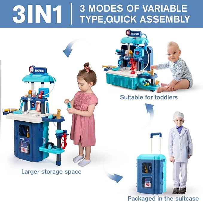 Kids Toy Doctor Kit, Toddler Medical Set with Stethoscope and Medical Tools Toys for 3 4 5 6 Years Old Boys Girls, Doctor Pretend Play Toy Gifts for Christmas Birthday Party New Year