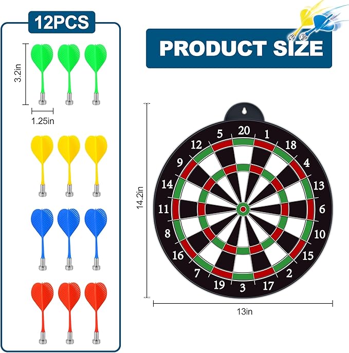 Magnetic Dart Board - 12pcs Magnetic Darts - Excellent Indoor Game and Party Games - Gifts for 5 6 7 8 9 10 11 12 Year Old Boy Kids