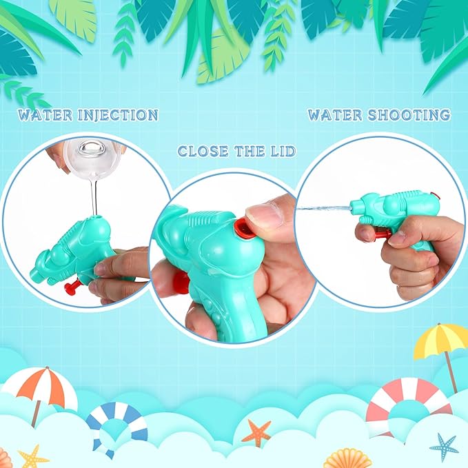 Threan 100 Pack Water Gun for Kids Mini Water Gun Toy Colors Water Squirter Plastic Squirt Pistol Small Fun Water for Adults Teens Summer Pool Beach Water Party Favor Outdoor Game Bath Birthday (Cute)
