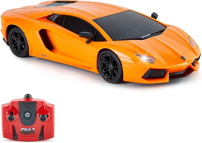 CMJ RC Cars Lamborghini LP700-4 Remote Control RC Car Officially Licensed 1:24 Scale Working Lights 2.4Ghz. Great Kids Play Toy Auto (Orange)