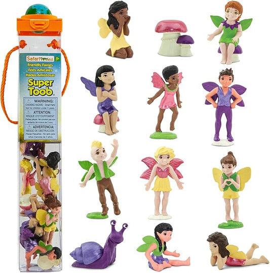 Safari Ltd. Friendly Fairies Super TOOB - 10 Adorable Fairy Figurines - Detailed Hand-Painted Toy Figures For Boys, Girls & Kids Ages 3+