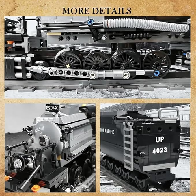 Big Boy Steam Train Building Block Toy, BIGBOY Locomotive Articulated Train Display Model Set with Train Tracks for Train Lovers, Teenagers and Adults(1608 Pieces)