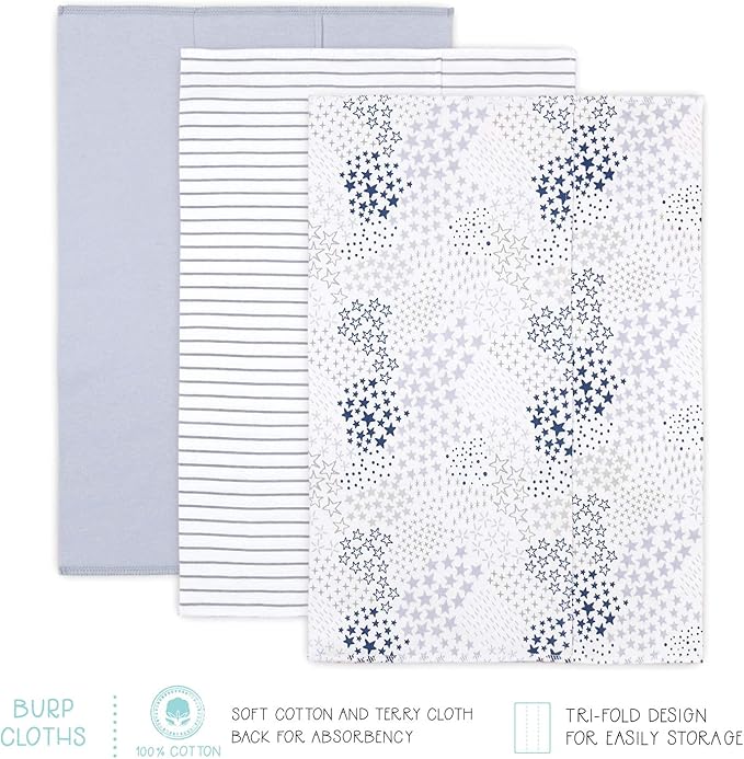 The Peanutshell Baby Layette Gift Set for Baby Boys or Girls - 23 Piece New Born Unisex Gift Set, Clothes & Newborn Essentials Must Haves - Clothes 0-3 Months - Blue & Grey