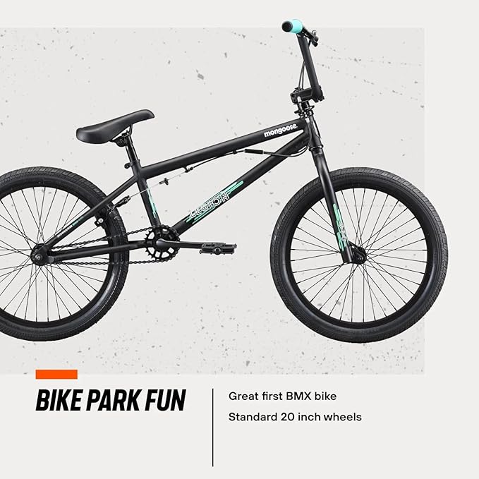 Mongoose Legion Kids Freestyle Sidewalk BMX Bike, Beginner Riders, Boys and Girls, 16-20-inch Wheels, Hi-Ten Steel Frame, Micro Drive BMX Gearing