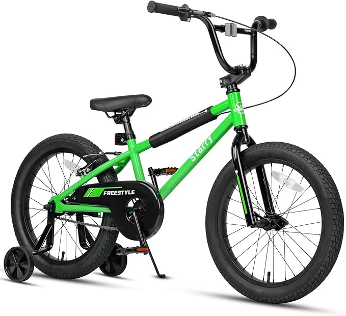 12 14 16 18 Inch Kids Bike BMX Style Bicycle with Training Wheels Coaster Brake for 1-10 Years Old Toddlers Boys Girls Multiple Colors