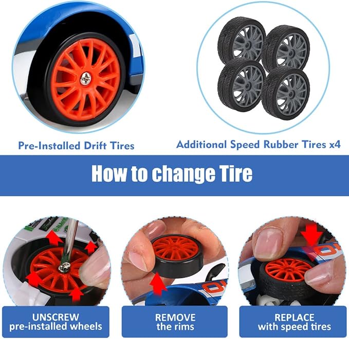 Liberty Imports RC Drift Car 1/24 2.4GHz 4WD Remote Control Sport Racing On-Road Vehicle with LED Light, Batteries and Drift Tires (Style 7)