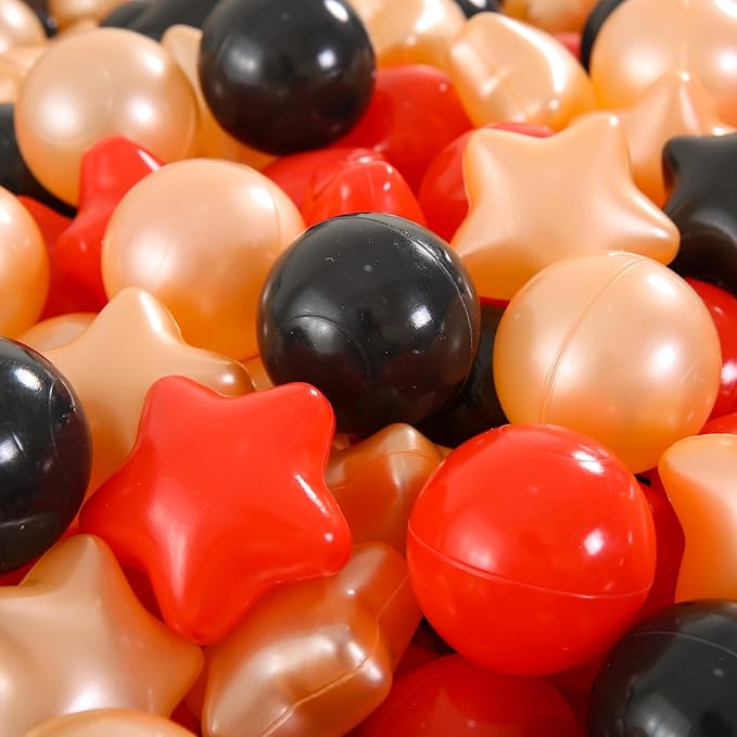 Ball Pit Balls and Stars, 100 200 500 Pieces Plastic Toy Balls for Kids Toddllers Baby Girls Ball Pits, Bounce House, Play Tent, Baby Pool Water Toys,Party Banner Props