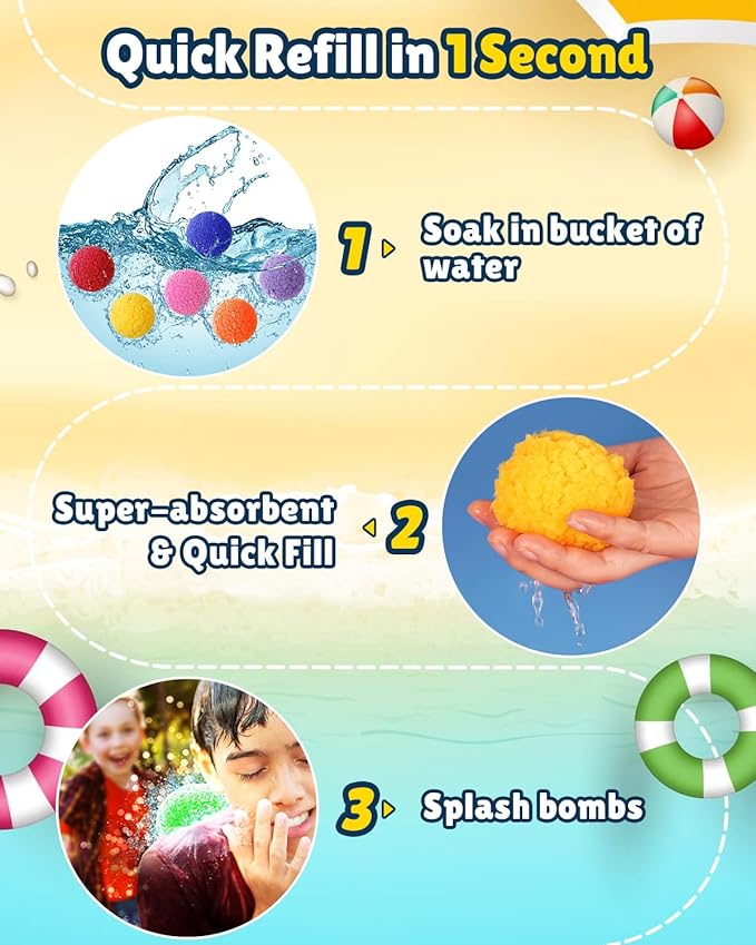 Reusable Water Balloons - 90 PCS Refillable Water Balls for Kids Outdoor Toys Games, Summer Pool Toys Water Play Splash Balls for Backyard Lawn Beach Fun Games for Boys Girls - Upgraded