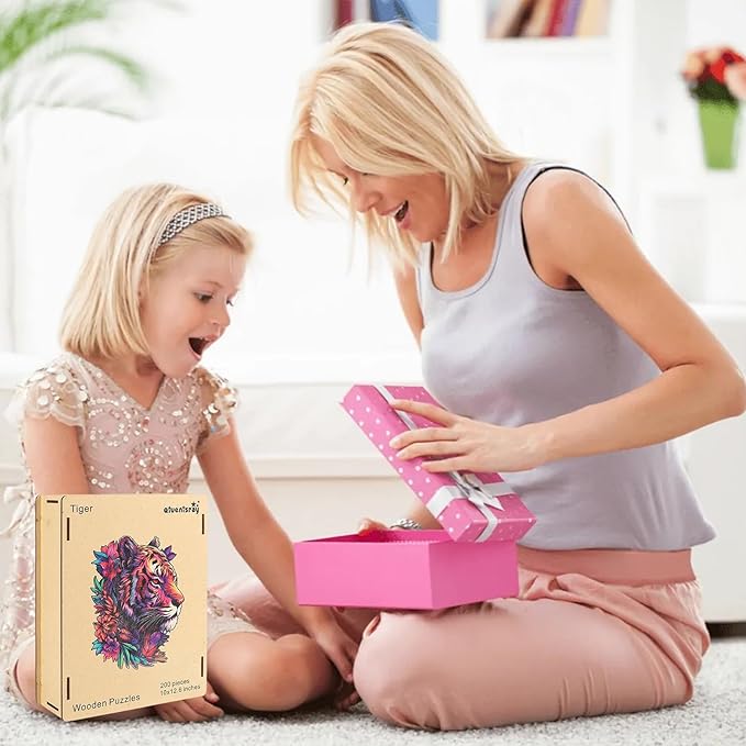 Wooden Jigsaw Puzzles 500 Pieces-Tiger,13.8x17.4in,Royal,Wooden Puzzles for Adults,Unique Shape Animal Adult Puzzles,Irregular Wood Puzzles Best Gift for Adults and Kids Family Game