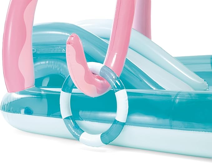 INTEX Friendly Octopus Inflatable Kiddie Pool: Inflatable Kids Pool with Water Sprayer and Slide – Splash Pad – 92" x 72" x 59" – Ages 3+