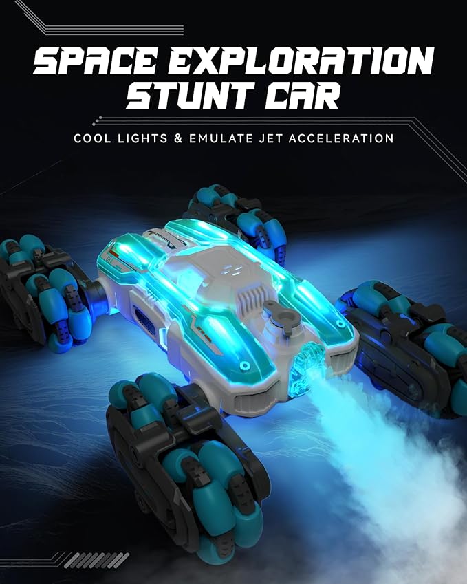 8WD Remote Control Stunt Cars, 2.4Ghz Gesture Sensing with Spray & Light Climbing Hand Controlled RC Car, Cool Toys for Boys Ages 6 7 8-12 13 14 Year Old Christmas Birthday Gifts Ideas for Kids