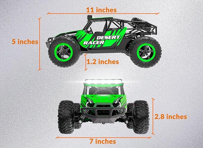 RACENT 1:16 RC Truck, 20kph Remote Control Cars for Boys, Off-Road Monster Truck Toy Vehicle for Kids & Adults with 50 Mins Playing Time