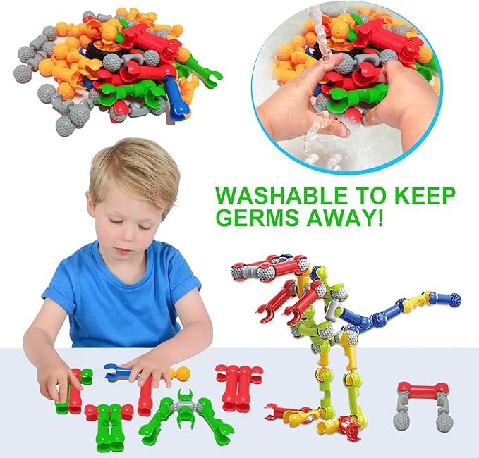 Stem Building Toys for 3 4 5 6 7 8 Year Old Boys Girls Kids,125 Pieces Building Blocks Educational Learning Toys with Large Storage Box,Ideal Christmas Birthday Gifts