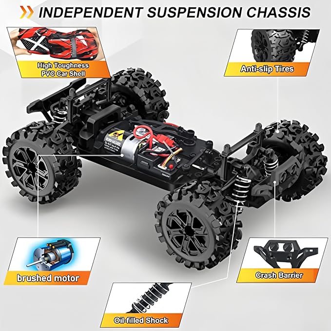 25MPH Fast RC Car for Boys – 1:18 Scale Off-Road 4x4 Rock Crawler, Waterproof All-Terrain Truck with 2.4GHz Control & Extra Battery