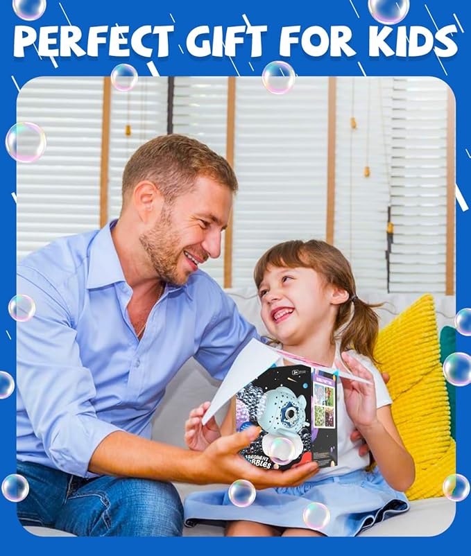 Rechargeable Bubble Machine with LED Light - Make Large Bubbles - 600mL Automatic Cloud Airplane Bubble Maker for Kids - Party Birthday Gifts Outdoor Toys for Toddlers Ages 3+ Boys Girls