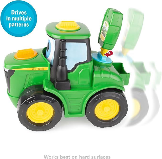 John Deere Key-n-Go Johnny Tractor Toy with Lights and Sounds - Interactive Driving Toy Tractor Includes 12 Interactive Ways to Play - Toddler Toys Ages 3 Years and Up
