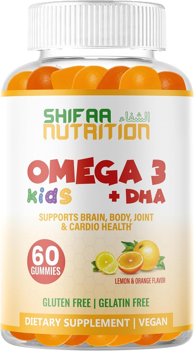 Gelatin Free Kids Omega 3 Gummies w/DHA 30 Servings. Plant-Based Omega 3 for Kids. Gluten Free & Non-GMO DHA Gummies. Children Omega 3 Gummies for Kids. Omega 3 Kids to Support Brain & Immune System