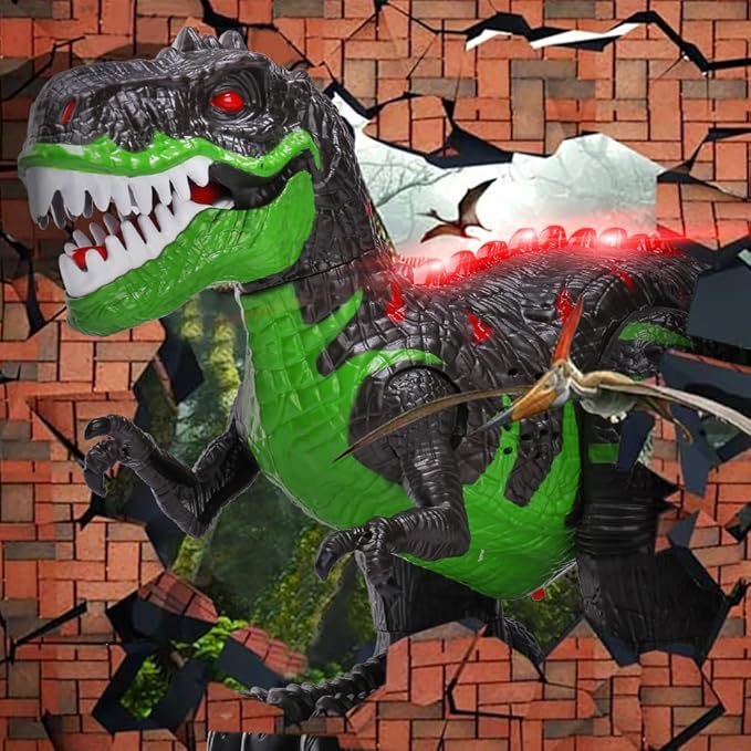 Remote Controlled Large Dinosaur Toy for Boys 3 4 5 6 7 8 Years, Lifelike Tyrannosaurus with Water Mist, Light, Roaring, Electrical Dinosaur Birthday Gifts for Kids Toddlers