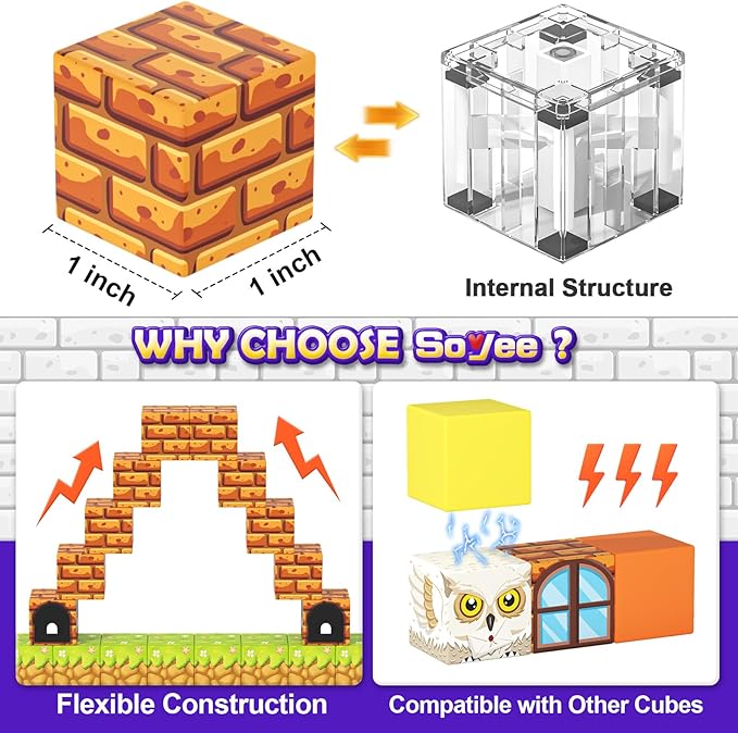 Magnetic Blocks - Build Mine Magnet World Magic World Adventure Set, 1’’ Magnet Cubes Kids Sensory Toys for Kids Age 3-5 5-7 8-12, Building Blocks Gift for 3 4 5 6 7 8 9 10 Year Old Boys & Girls