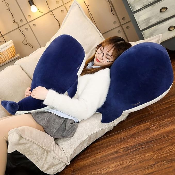 MUPI Whale Stuffed Animals Plush Pillow 4 Size Cute Soft Cotton Plushies Pillows Kawaii Blue Whale Toy Gifts for Kids Boys Girls Adults (Blue, 10 Inch)