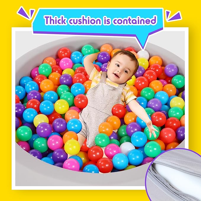 Foam Ball Pit for Toddlers with 200 Balls, Large Baby Ball Pit for Babies with Soft Memory Sponge, Indoor Outdoor Baby Playpen, Kids Play Ball Pool, Gift Toys for Infants Boys and Girls