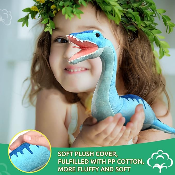 Tiny Heart Simulation Plesiosaur Plush Toy, 15 Inch Plesiosaur Dragon Stuffed Animals Realistic Doll Home Decor Collectibles Soft for Kids Boys