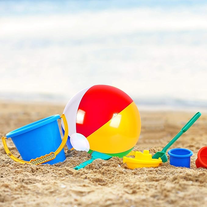 Coopay 30 Pack Inflatable Beach Balls Classic Rainbow Swimming Pool Ball Birthday Beach Party Decoration Summer Water Games Gifts 8 to 12 Inches from Inflated to Deflated