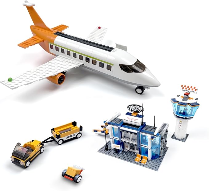 City Passenger Airplane Building Toy Set,With Airport Passenger Terminal,Radar Tower,Luggage Truck,Container Loader And 7 Figures,Aviones 747 Plane Set For Kids 6+ (Passenger Airplane 678Pcs)