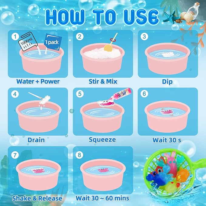 Magic Water Elf Toy Kit, Aqua Fairy Water Gel Kit with 14 Magic Gels, 12 Shape Molds, Aqua Fairy, Magic Water Elf, Children's DIY Magic Water Gel Kit, Magic Elf Water Toy for Kids