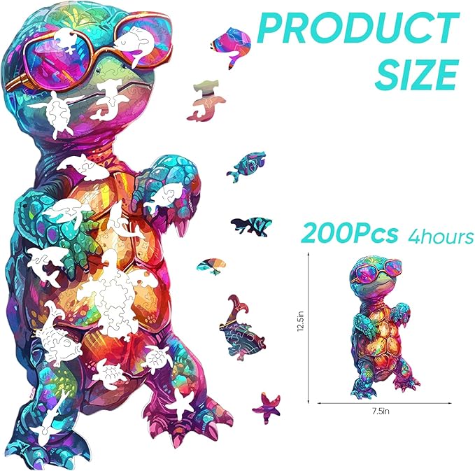 Wooden Puzzle for Adults, Ninja Turtle Wooden Jigsaw Puzzles(7.5 * 15.2in-200pcs), Beautiful Wooden Puzzle with Box Birthday Gifts for Adults and Kids Family Game