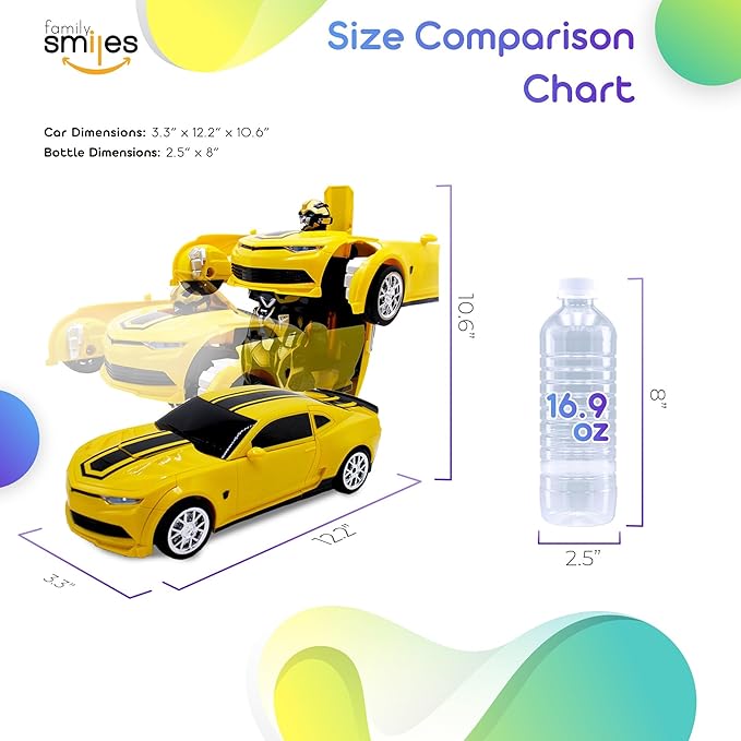 Kids Transforming Robot RC Car Toys for Boys 8-13 Remote Control Gift Yellow
