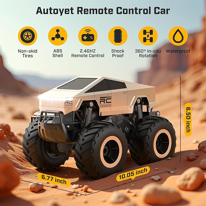 WayEee Cyber Truck Toy RC Car - Remote Control Monster Truck for Kids 6+, Amphibious 4WD All Terrain Off-Road Car, Waterproofing and Durable, 2.4GHz Remote Control, Boys Gift