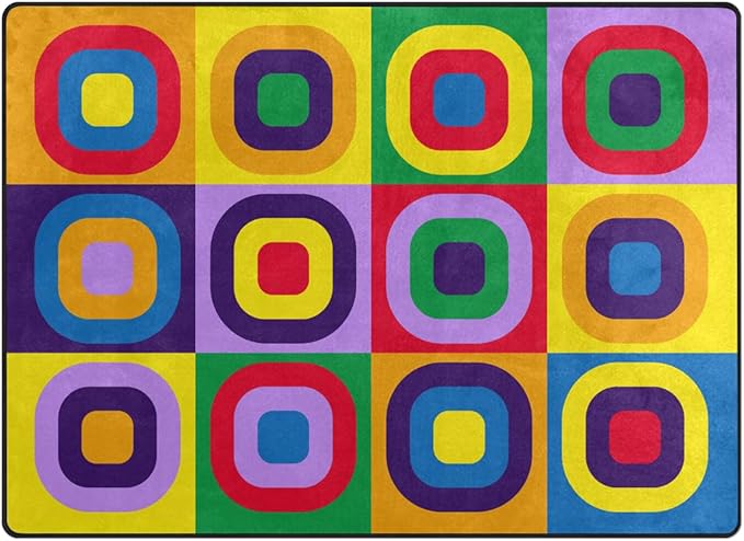 Kids Rug, Classroom Carpets Playmat Rugs - 5x7 Ft Kids Carpet with Rubber Backing, Colorful Children's Classroom Seating Rug Play Mat Nursery Rugs for Children Bedroom Playroom Elementary