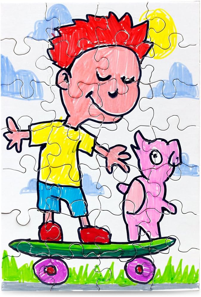 24 Blank Jigsaw Puzzles – 5.5 x 8 Inch, 28 Pieces Each – Hygloss DYI party invites, Perfect for Decorating, Kids' Activities, Arts & Crafts or Party Favors - Puzzle Pieces to Draw On for Crafts