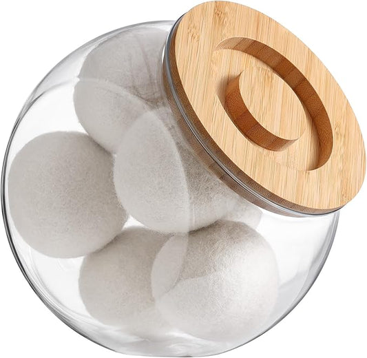 SUBEKYU Dryer Ball Holder for Laundry Room Organization,0.85 Gallon Laundry Pods Container ,Plastic Dishwasher Pods Dispenser,Laundry Pods Holder Dispenser,Laundry Room Organizer(No Dryer Balls)