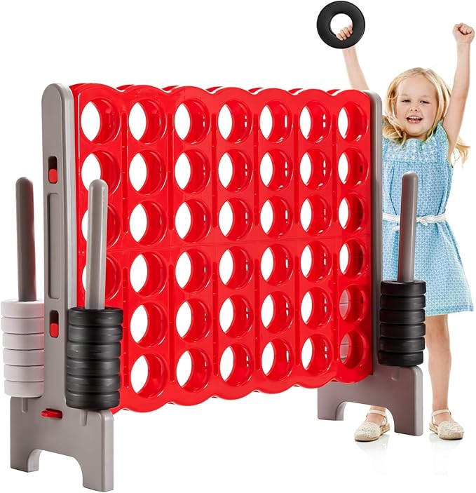 ARLIME Jumbo 4-to-Score Giant Game Set, Backyard Games for Kids & Adults, 4 in A Row W/Quick-Release Lever, 42 Build-in Rings Included, Jumbo Size for Outdoor & Outdoor Play
