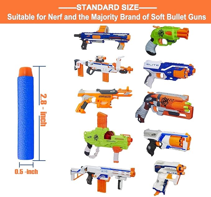 POKONBOY 1200 Pack Refill Darts Compatible with Nerf Guns, Refill Bullet Darts Foam Darts Compatible with Nerf Guns N-Strike Elite Series Blaster Toy Guns Kids(Storage Bag Included)
