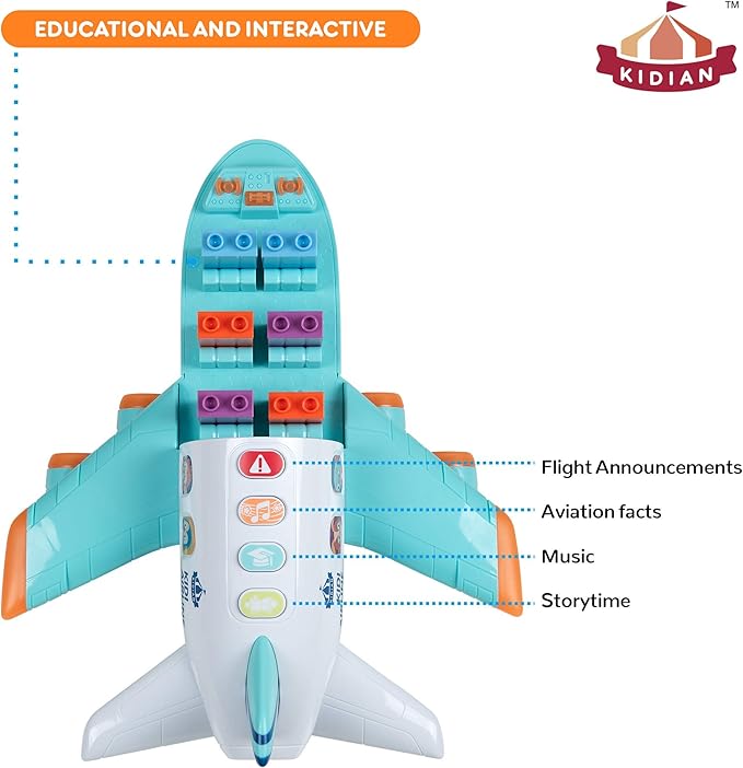 Flybar Kidian Toy Airplane – Interactive Airplane Toy, Toddler Airplane, Airplane Toys for 3 Year Old Kids, Airplane Toy for Boys and Girls
