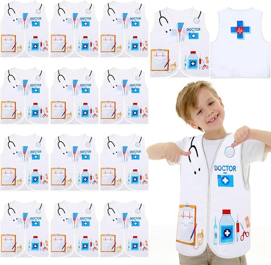 Panitay 12 Pcs Kids Community Helper Dress up Vest, Boy & Girl Career Cosplay Party Costume for Toddlers Occupation Role Play